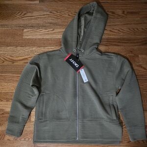 DKNY Women's Olive Ribbed Zip-Up Jacket